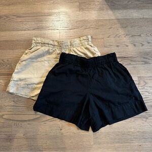 GAP Linen Blend Elastic Pull-On Shorts Duo - Black & Khaki